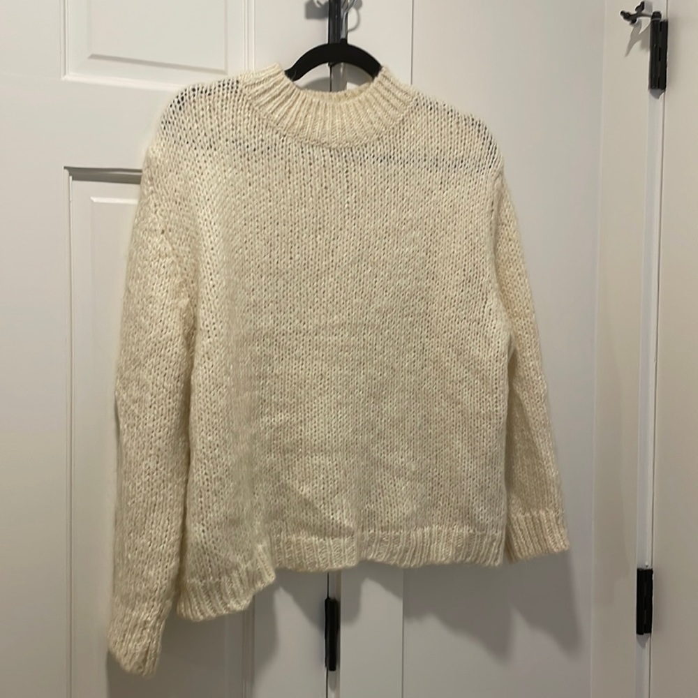 Worn once Zara fuzzy cream sweater. Perfect for the holidays